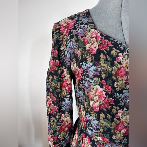 Vintage Victorian Floral Ankle Length Buttondown Dress - Picture 2 of 6